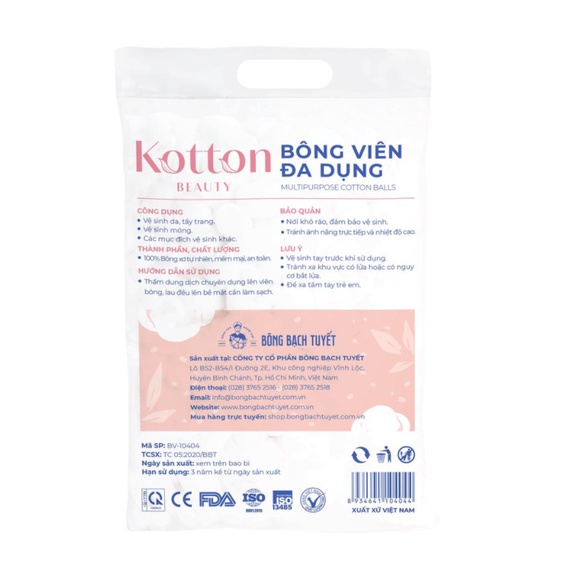 Bông viên tiện dụng Kotton Beauty (Bông Bạch Tuyết)