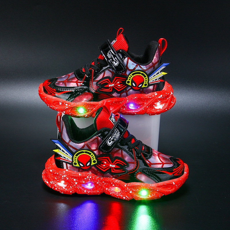 Giày Sneaker Phối Lưới Thoáng Khí Trọng Lượng Nhẹ Có Đèn LED Dành Cho Bé Trai Và Bé Gái
