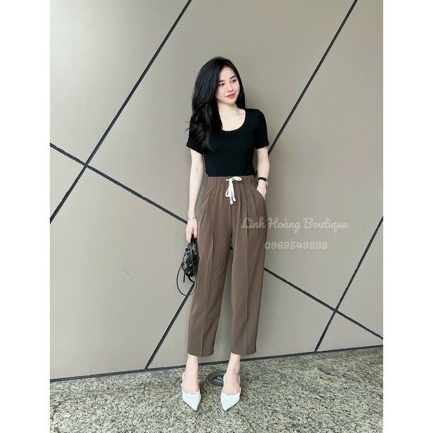 Quần Baggy Nữ vải ruby mềm mịn mát cạp chun m836
