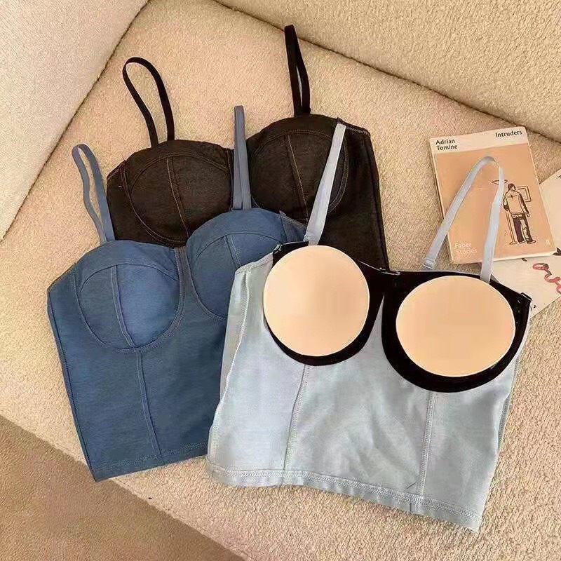Áo lót nữ LENABRA, áo bra bò 2 dây cup ngực có đệm croptop lưng chun quyến rũ Hàn Quốc
