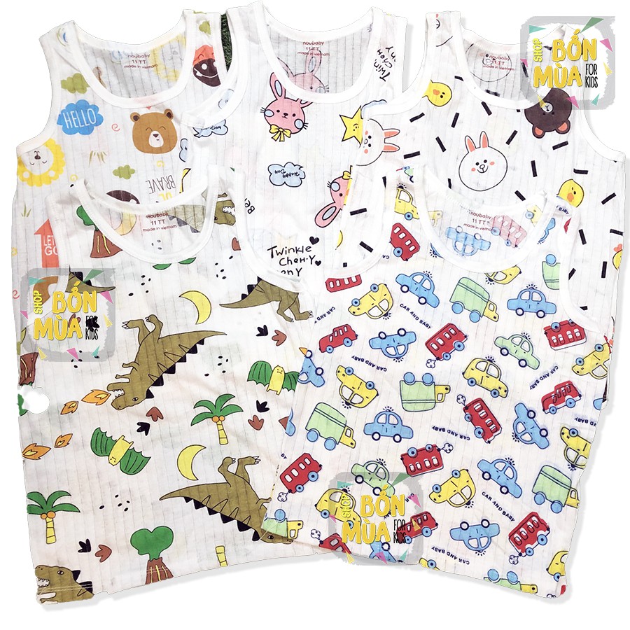 Bộ Noubaby Thun Giấy Size Đại 🎁🎁14-24kg Bộ Cotton Giấy Ba Lỗ Chất Vải Mỏng Mát Mặc Hè - Shop Bốn Mùa