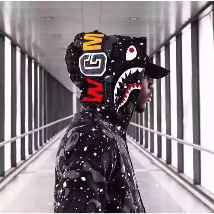 ⚡️[CHỈ 1 NGÀY] - Áo khoác Bape Space Camo galaxy dạ quang, áo bape dạ quang, jacket bape shark (Gin Store)