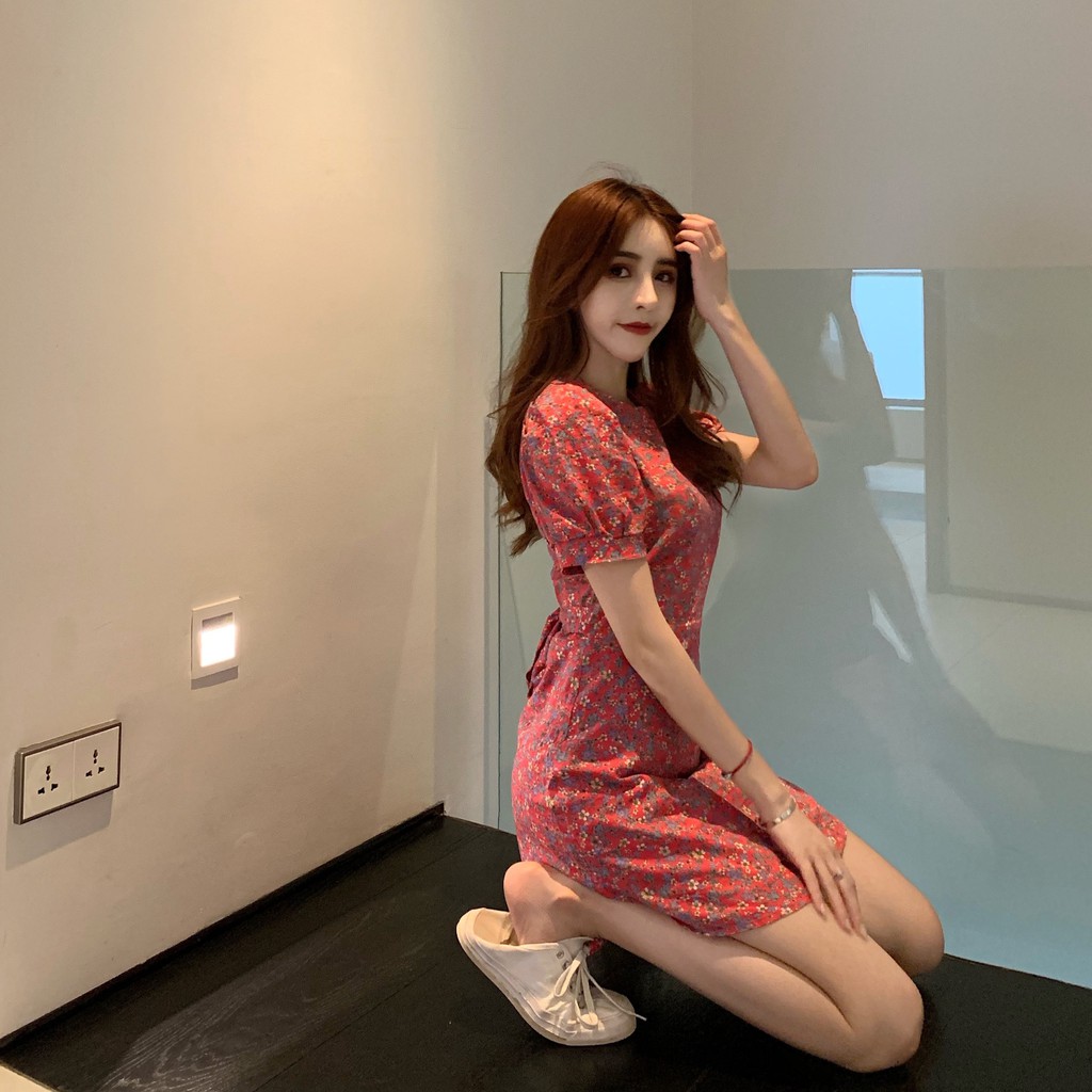 Đầm Tay Ngắn In Hoa Phong Cách Vintage | BigBuy360 - bigbuy360.vn