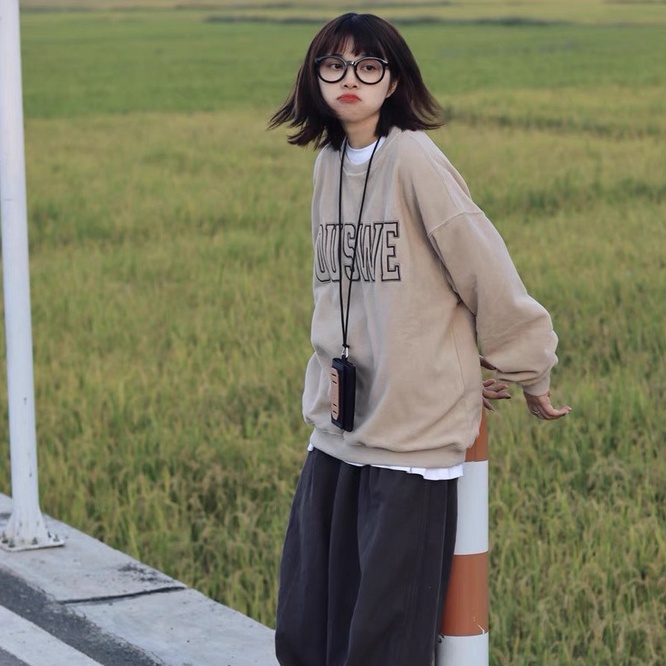 Áo sweater nữ/Áo nỉ form rộng tay bồng in chữ OUSWE phong cách ulzzang chất nỉ siêu dày RÔ STORE SW26 | BigBuy360 - bigbuy360.vn