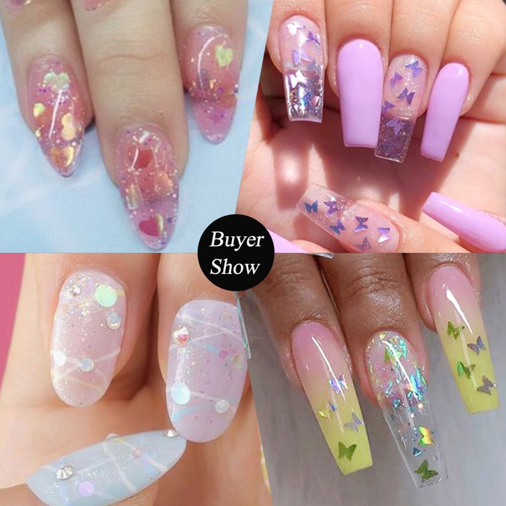 Kim tuyến nhiều họa tiết 3D tùy chọn màu lấp lánh dùng để tự trang trí móng tay nghệ thuật