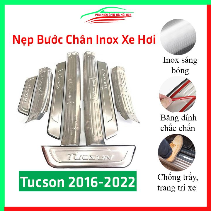 Bộ nẹp bước chân inox ô tô Tucson 2016-2019 chống trầy làm đẹp ô tô