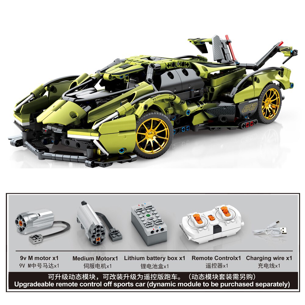 Đồ chơi Lắp ráp Mô hình siêu xe 1:14  Racing Car Lamborghinis V12 Vision 8553 1039pcs Moc Bricks