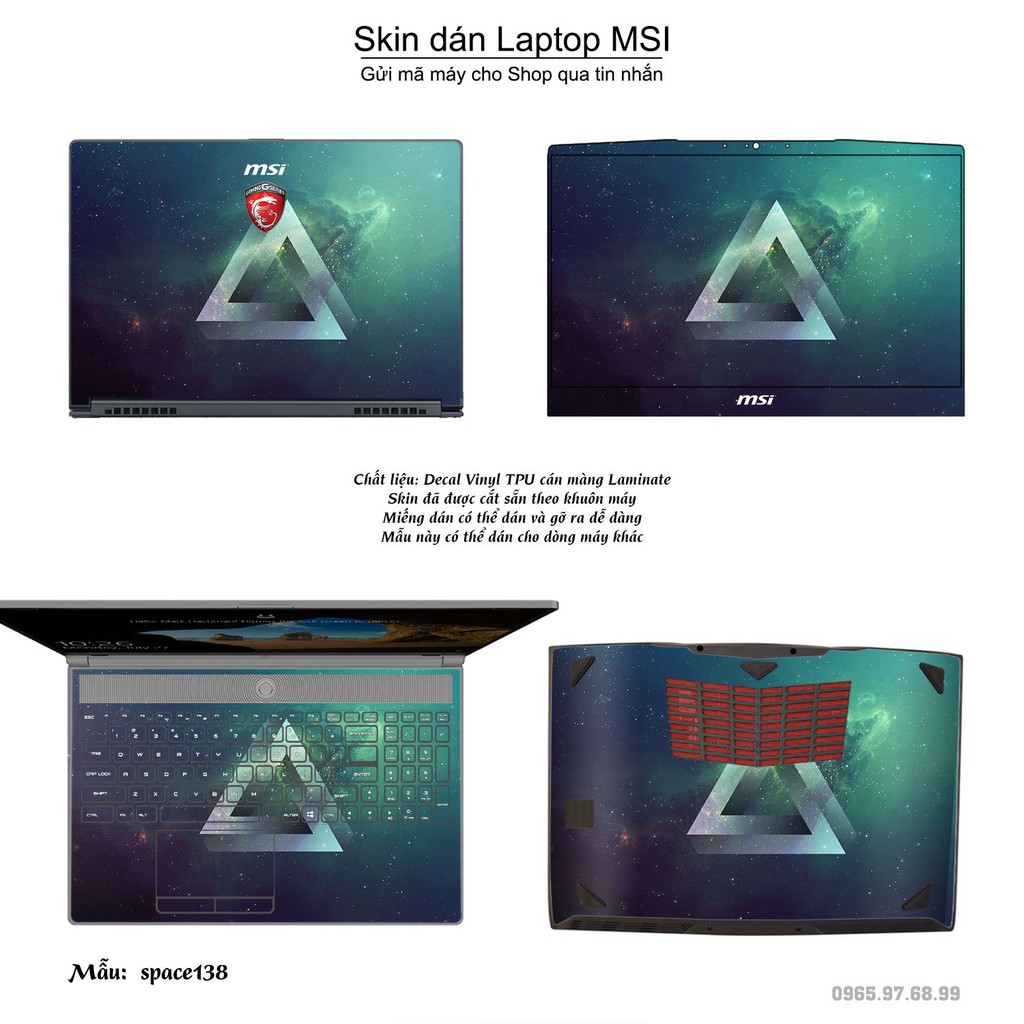 Skin dán Laptop MSI in hình không gian _nhiều mẫu 23 (inbox mã máy cho Shop)