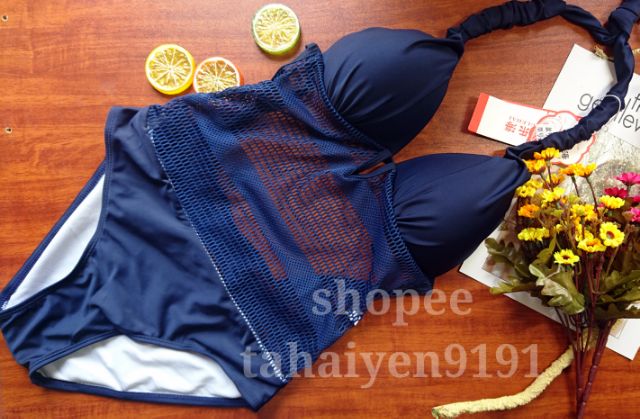 (Clip+ảnh thật)Bikini Liền Thân Xanh Cổ Vịt Pha Ren Hàng Quảng Châu | BigBuy360 - bigbuy360.vn