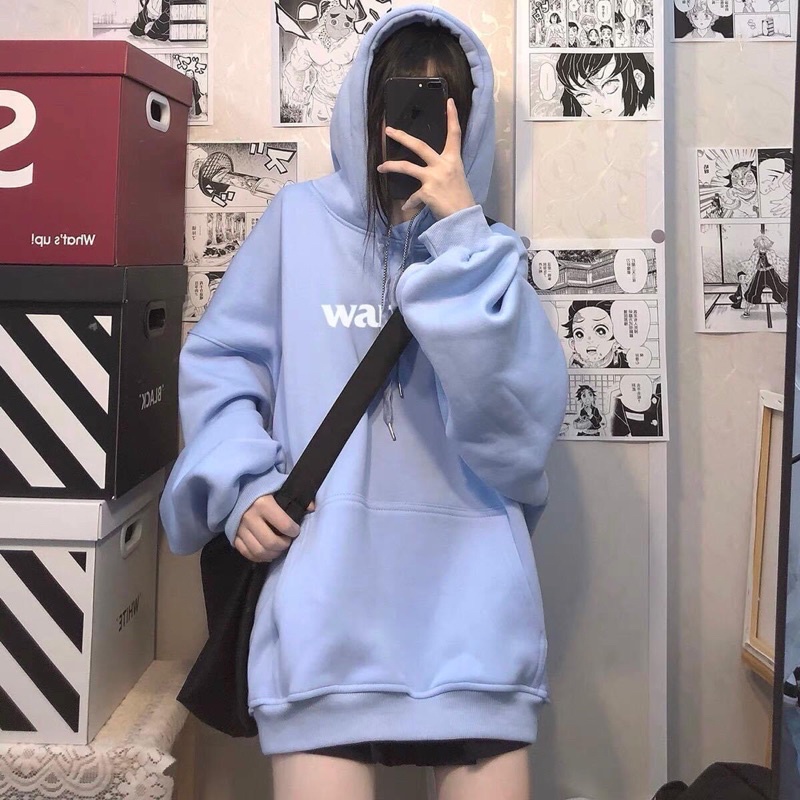 Áo Hoodie Nỉ Bông Tay Dài wangqq Túi Bụng Kèm Ảnh Thật(ODER 2 NGÀY)
