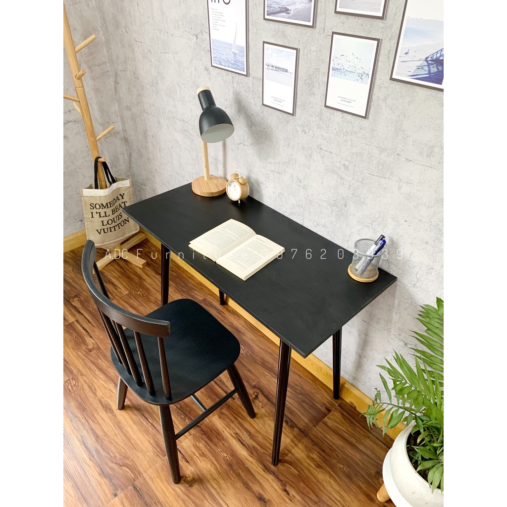 Bàn làm việc học tập màu đen - bàn làm việc phong cách tối giản
