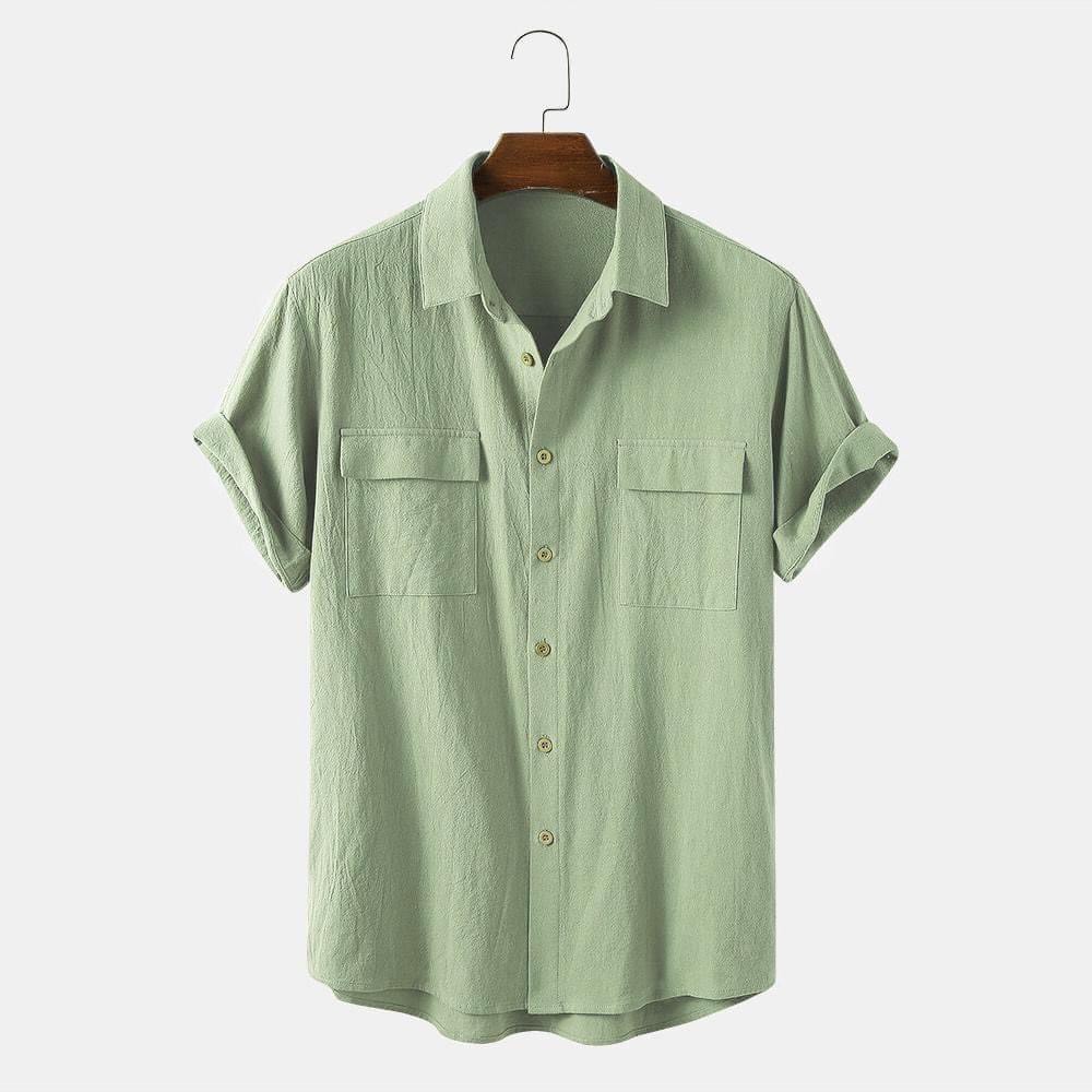 [Mã FAMAYMA2 giảm 10K đơn 50K] Áo sơ mi đũi cổ bẻ form Hàn Quốc | BigBuy360 - bigbuy360.vn