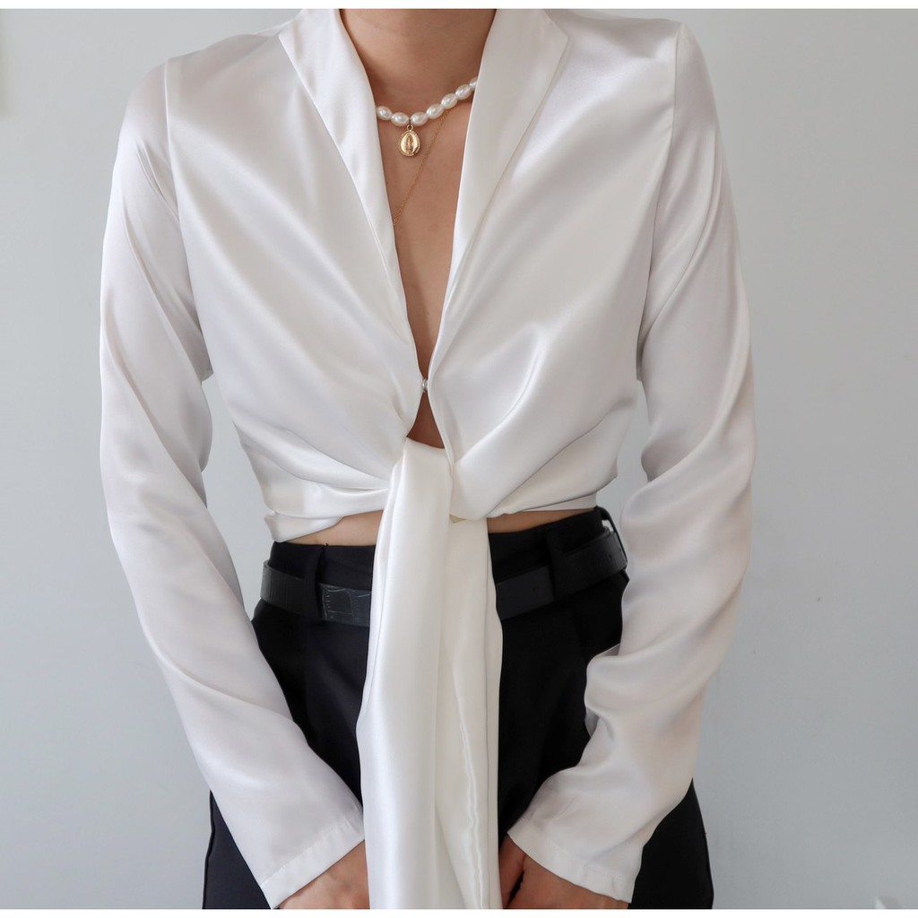 Áo sơmi nữ dài tay - Cột tà đỏ