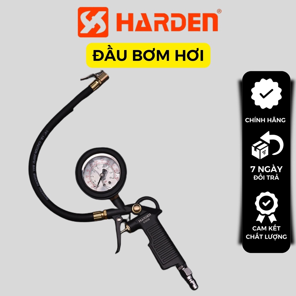 Đầu vòi bơm ô tô - xe máy - đồng hồ đo lốp xe HARDEN - Bảo Hành 2 năm