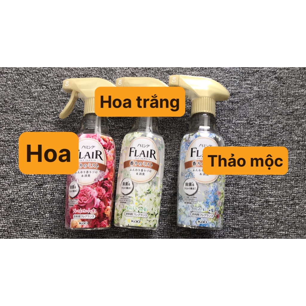 Xịt thơm và làm phằng quần áo 2 in 1 Flair 270ml, chai xịt thơm quần áo Kao chính hãng, xịt phẳng áo quần nội địa nhật