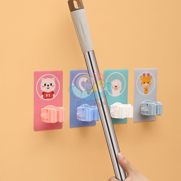 Móc dán tường giữ cây lau nhà, treo chổi, treo vật dụng chịu lực tốt