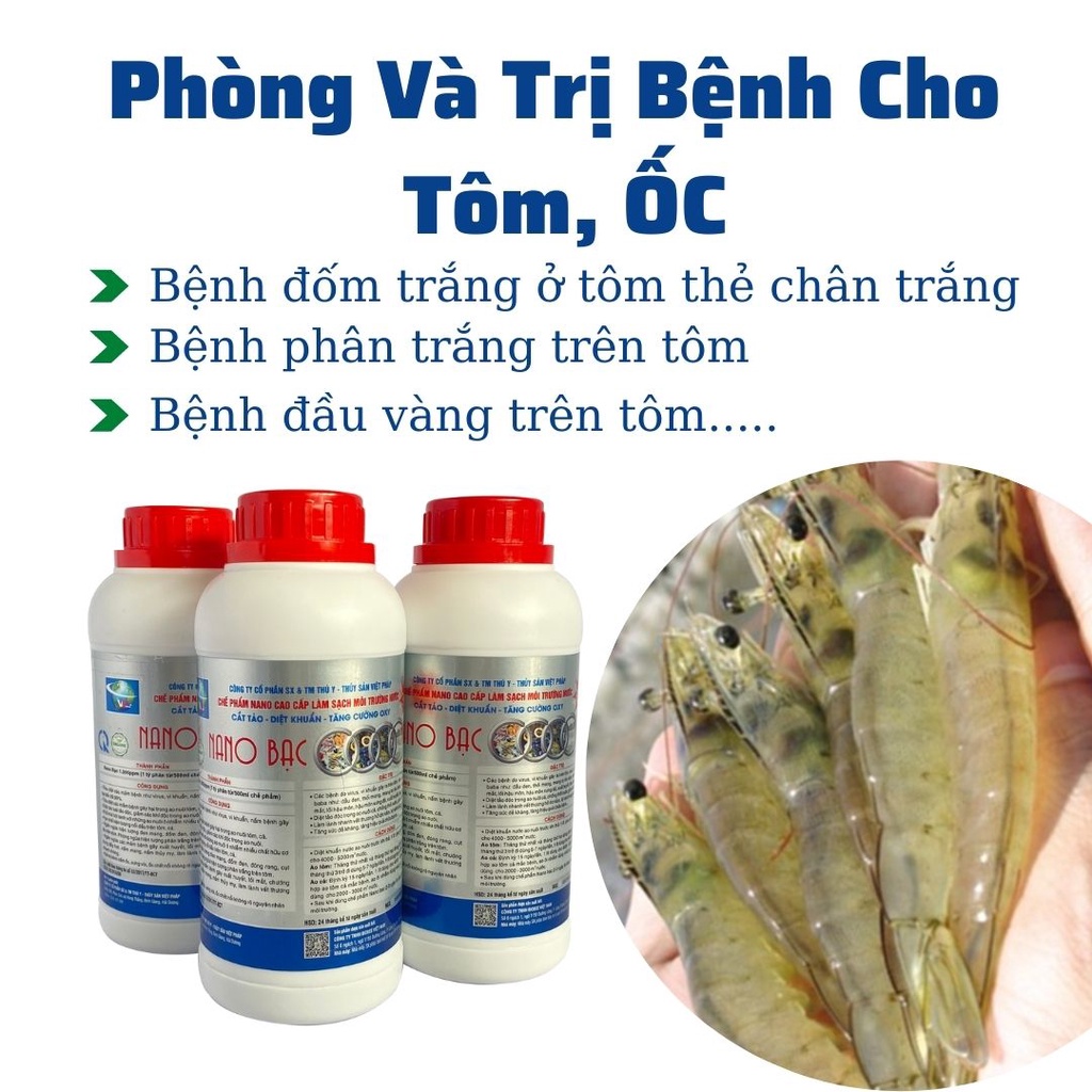 Nano bạc thủy sản Nano bạc 1000ppm làm sạch Ao Tôm, phòng & điều trị bệnh cho TÔM, Cá