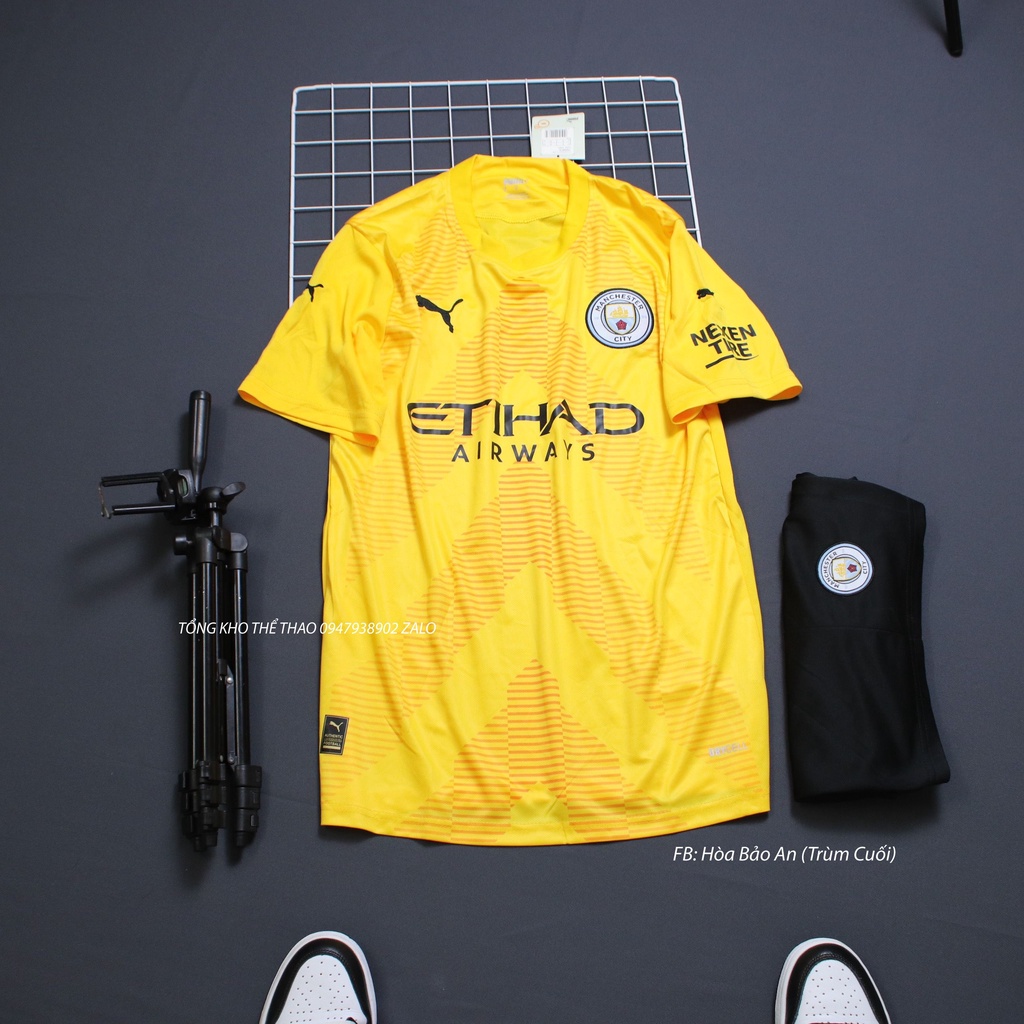 Set Bộ Quần Áo CLb Mancity Sân Nhà - Sân Khách Mẫu 2023 Màu Vàng Quần Đen - Vải Thái Chuẩn Thi Đấu Quốc tế