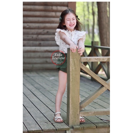 Set Quần Short Áo Hoa Tay Cánh Tiên Mùa Hè Bé Gái SOFT COTTON Cao Cấp 2022