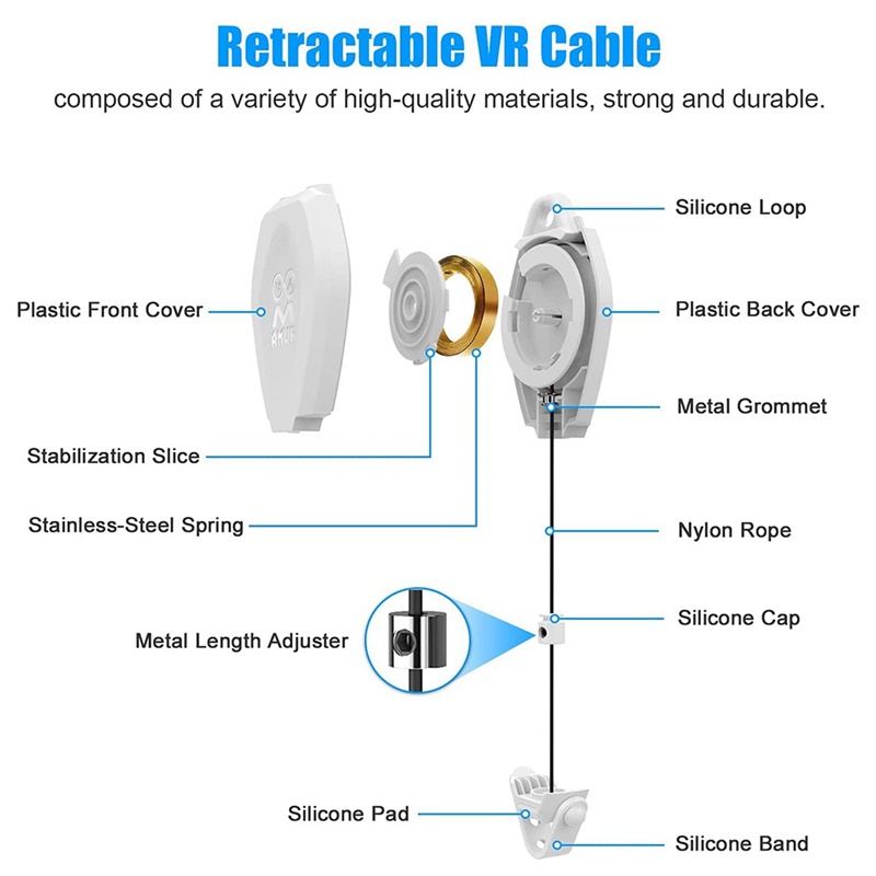 Set 6 Ròng Rọc Sắp Xếp Dây Cáp Gắn Trần Nhà Cho Oculus Quest 2 / Rift / Van / HTC / Vive / Reverb G2 / PSVR