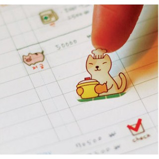 Set sticker mèo/thỏ 6 tờ