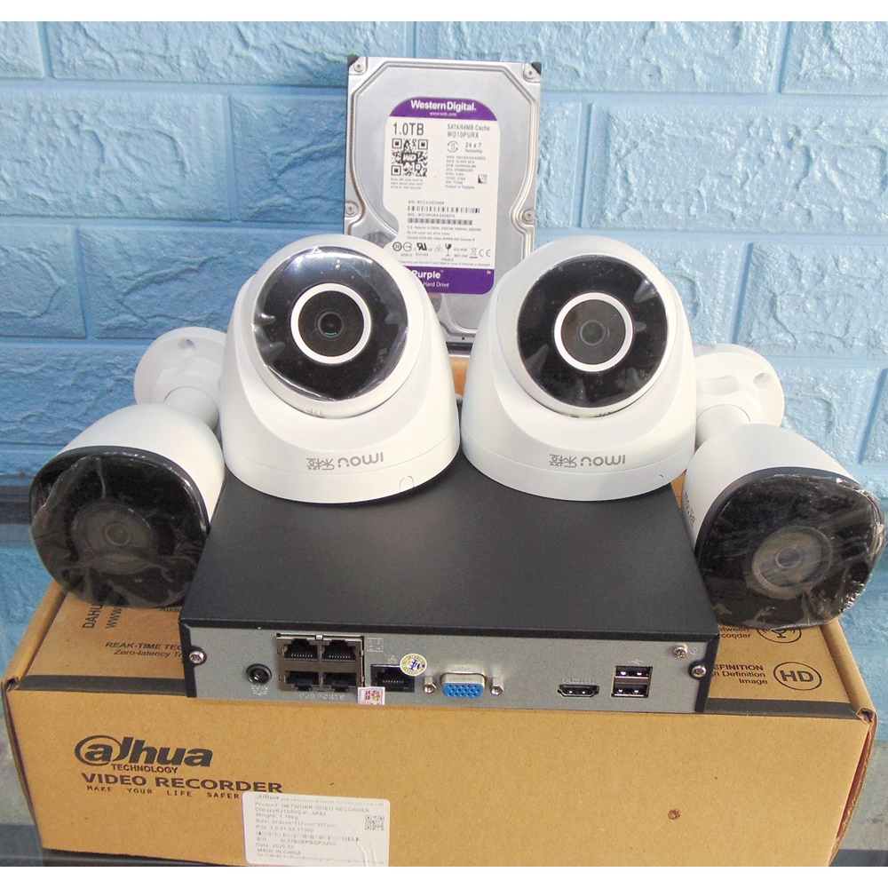 Trọn Bộ Camera Giám Sát Đầu ghi hình Dahua 4 Kênh IPC POE 2104 và 4 cam K3XA. K8XA - 2.0MP Full HD1080P chuẩn nén H265