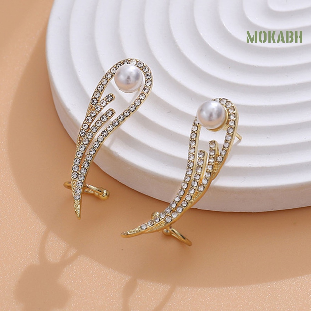 1 Đôi Bông Tai Hình Đôi Cánh Thiên Thần Đính Đá Lấp Lánh Thời Trang Dự Tiệc