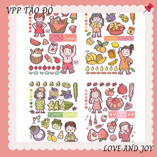 1 tờ sticker 17x10.5cm tự cắt dán trang trí sổ tay nhiều mẫu siêu xinh giao ngẫu nhiên - VPP Táo Đỏ