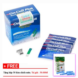 Que thử của máy đo đường huyết On Call Plus hộp 25 que + tặng 25 kim chích máu