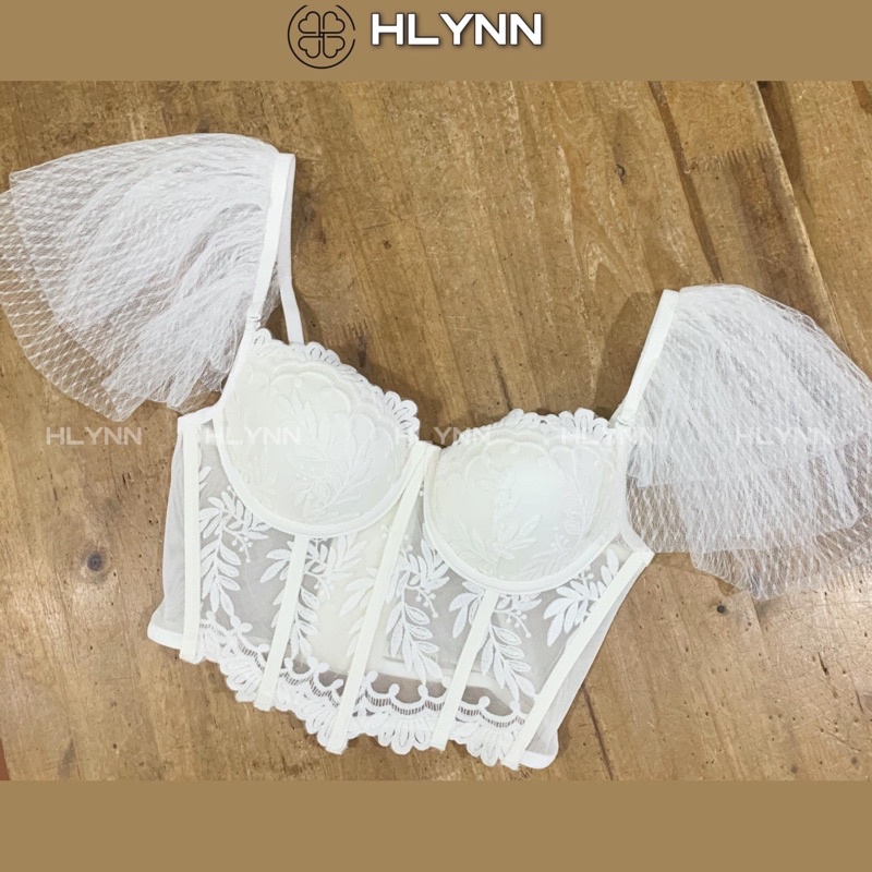 Áo corset ren hoa nổi tay cánh  tiên M182