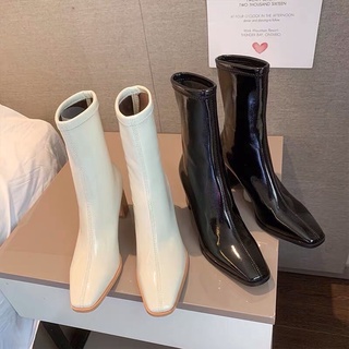 boot cổ thấp da bóng