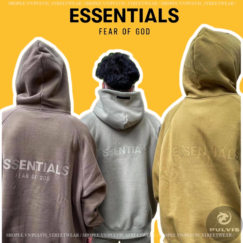 ⚡️[Hight Quality] - Áo Fear of God Essentials Pull-Over Hoodie (SS21) Amber/Pistachio/Harvest , áo hoodie FOG ESSENTIALS