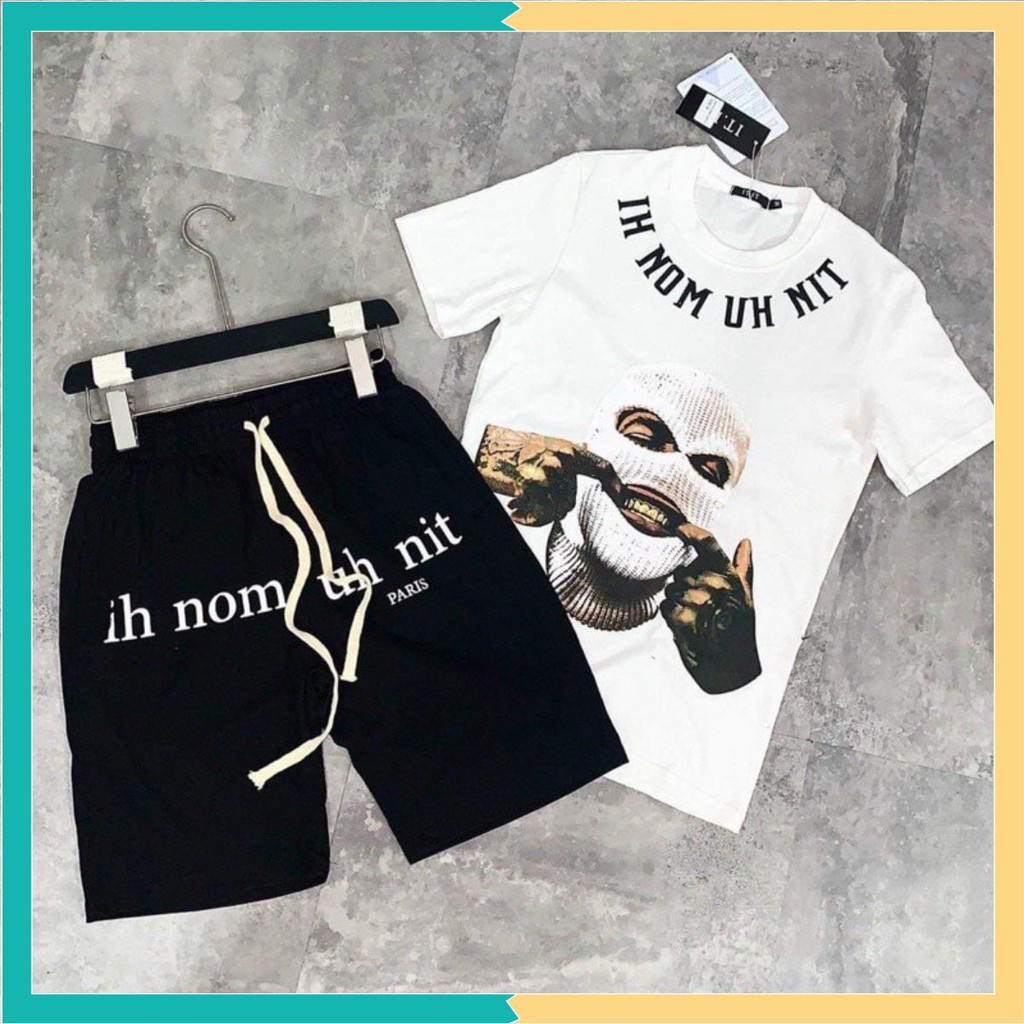 SALE HOT💥Bộ đồ nam hè hình người bịt mặt dập chữ cổ tròn chất cotton không xù lông