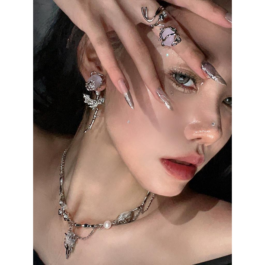 Nhẫn Hình Hoa Hồng Phong Cách hip hop Hàn Quốc Thời Trang Cho Nữ