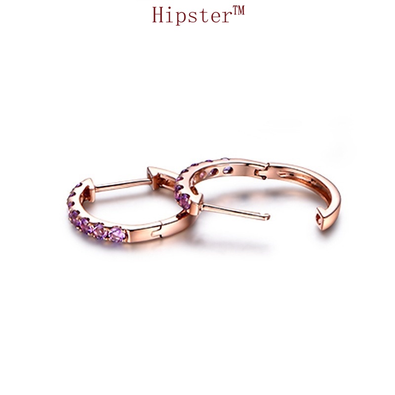 Khuyên Tai Đính Đá Ruby Giả Kim Cương Toàn Bộ