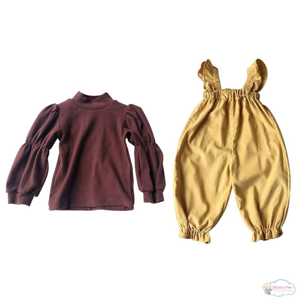 Set Đồ 2 Món Gồm Áo Tay Dài + Quần Yếm Dễ Thương Xinh Xắn Dành Cho Bé Gái