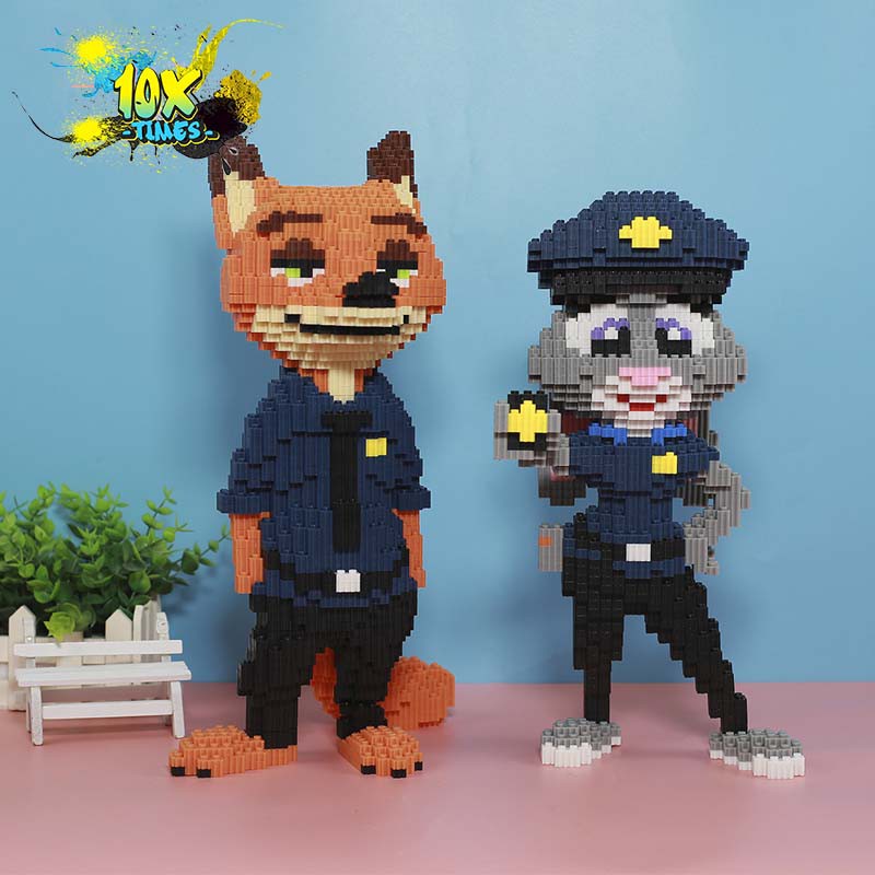 Mô hình lắp ráp 3d thỏ Juddy Hopps và cáo Nick dễ thương quà tặng sinh nhật bạn trai bạn gái, dồ decor