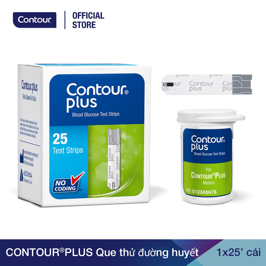 CONTOUR®PLUS Que thử đường huyết, 25 cái
