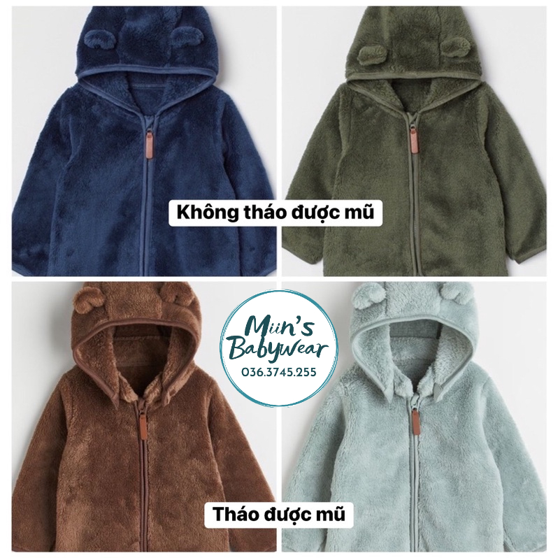 Sẵn áo lông mịn có mũ cho bé HM chính hãng