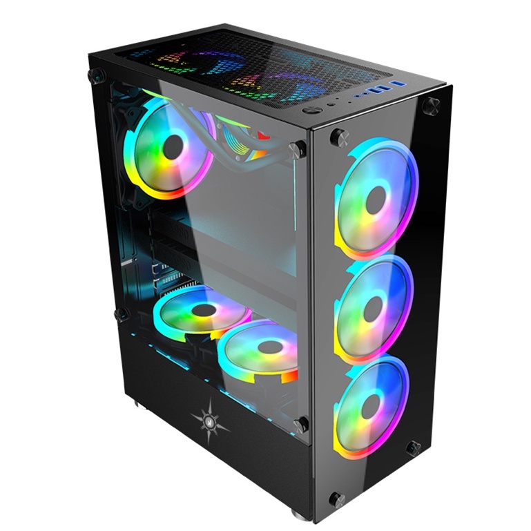 Vỏ case Kenoo Esport K300 Gaming ATX - 2 mặt kính cường lực - Hàng chính hãng