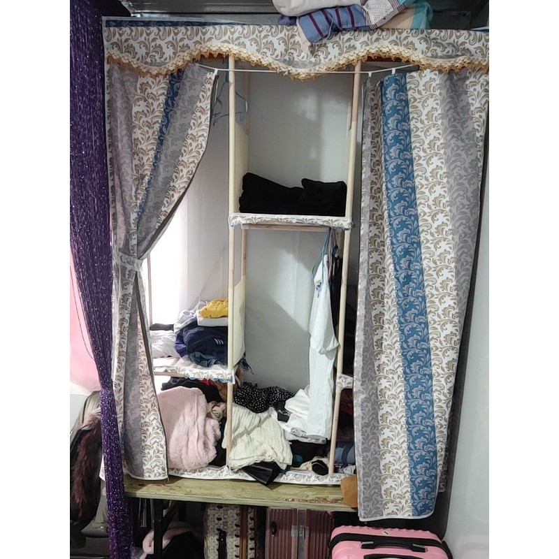 Tủ vải khung gỗ 3 buồng gỗ BỌC NHỰA cao cấp