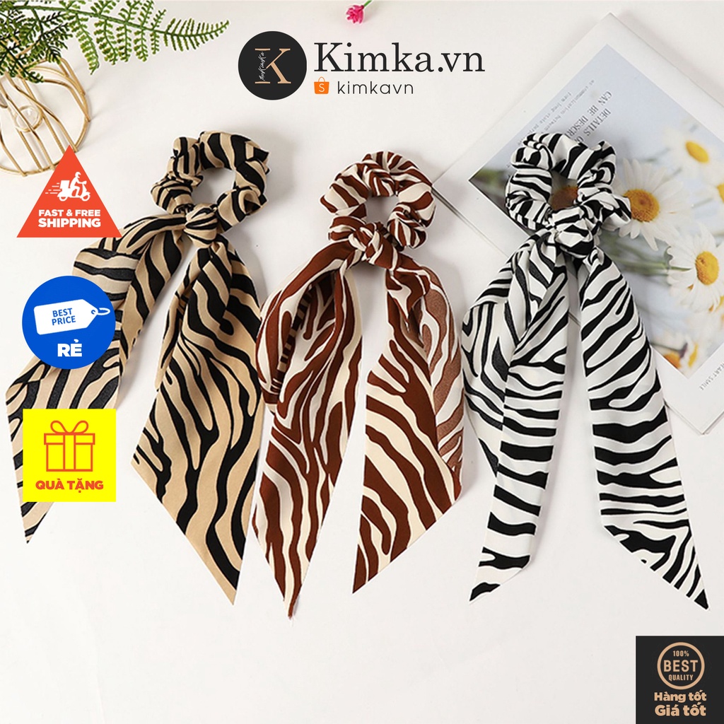 (0488) Scrunchies Dây Chun Buộc Tóc Bản Dài Vằn Ngựa Cá Tính