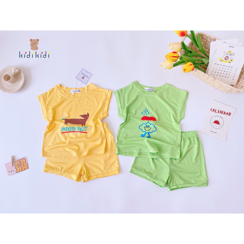 [Bé 7-32kg] Bộ ngắn tay thun lạnh cánh dơi in hình cho bé trai bé gái từ 7-30kg HÀNG LOẠI 1