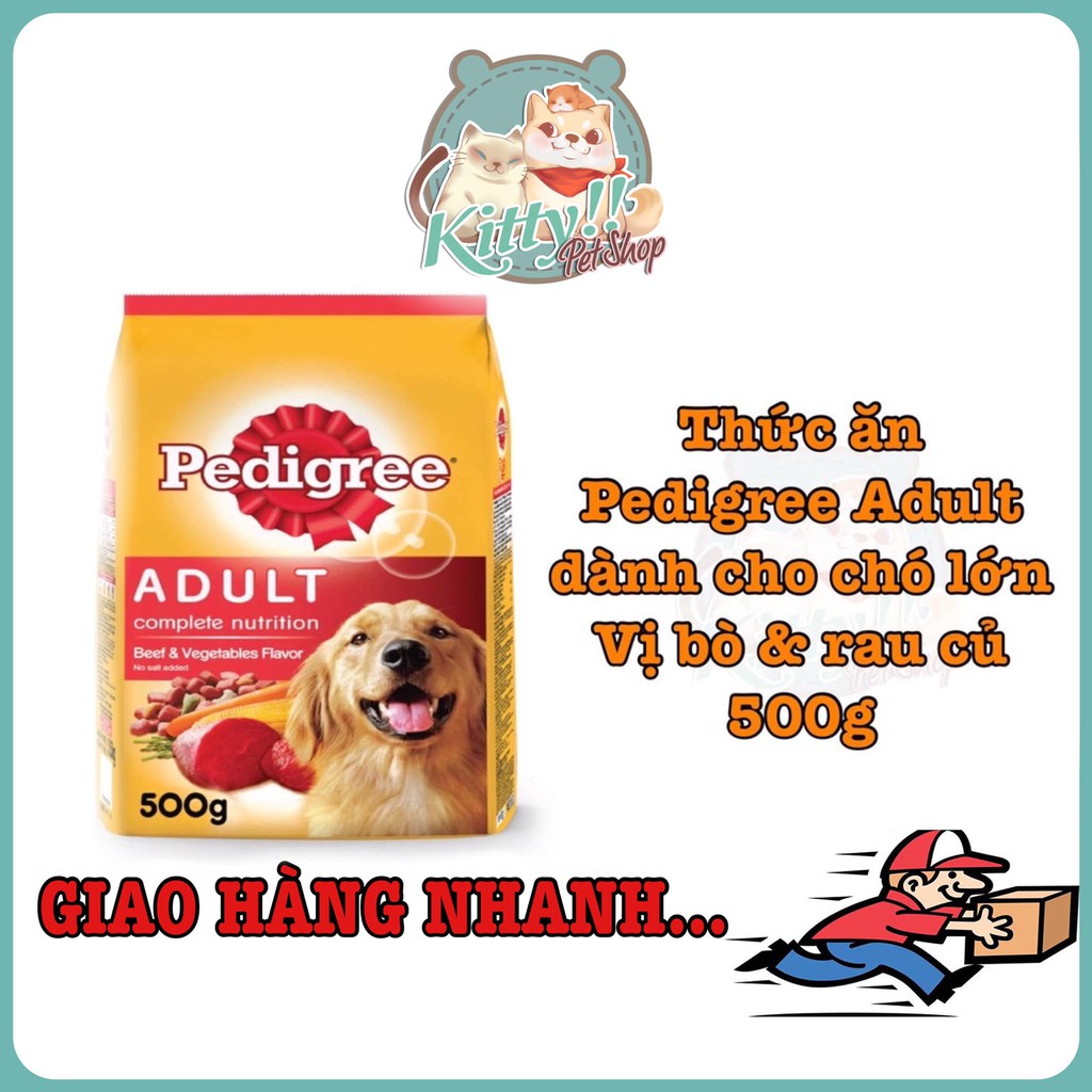 Pedigree Adult - Thức ăn hạt dành cho chó trưởng thành, vị thịt bò &amp; rau củ 500g