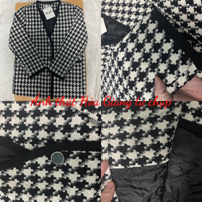 [Có sẵn] Áo khoác dạ tweed áo khoác kẻ ulzzang Hàn Quốc sang chảnh A397 có video ảnh thật | BigBuy360 - bigbuy360.vn