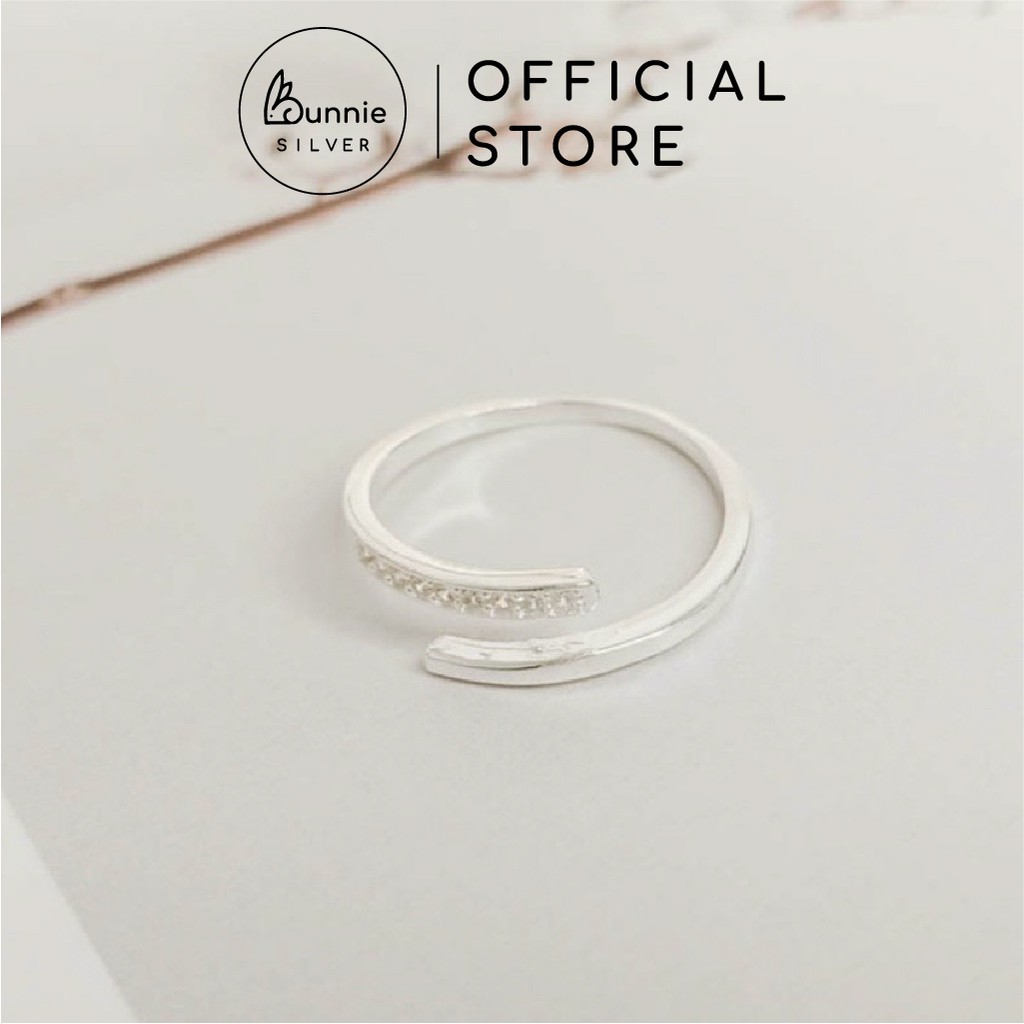 Nhẫn Bạc Nữ Bunnie Silver Đính Đá Hở Ngón Có Thể Điều Chỉnh Size Jinny Ring