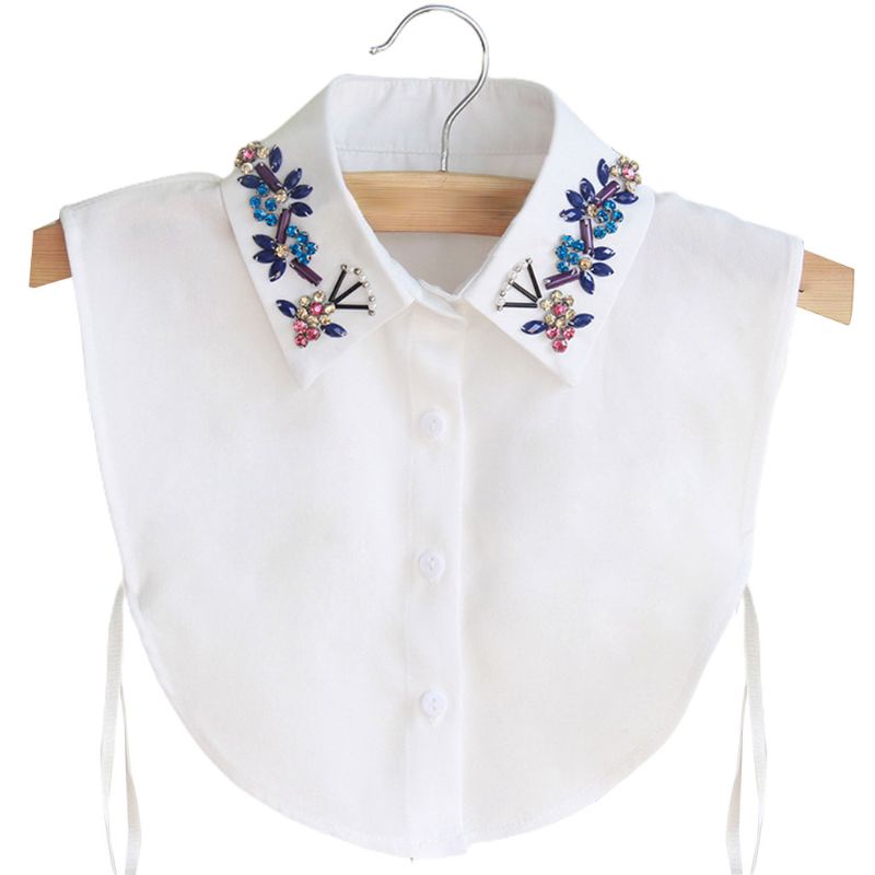 Cổ Áo Sơ Mi Chiffon Họa Tiết Hoa Đính Pha Lê Nhiều Màu Có Thể Tháo Rời Thời Trang Cho