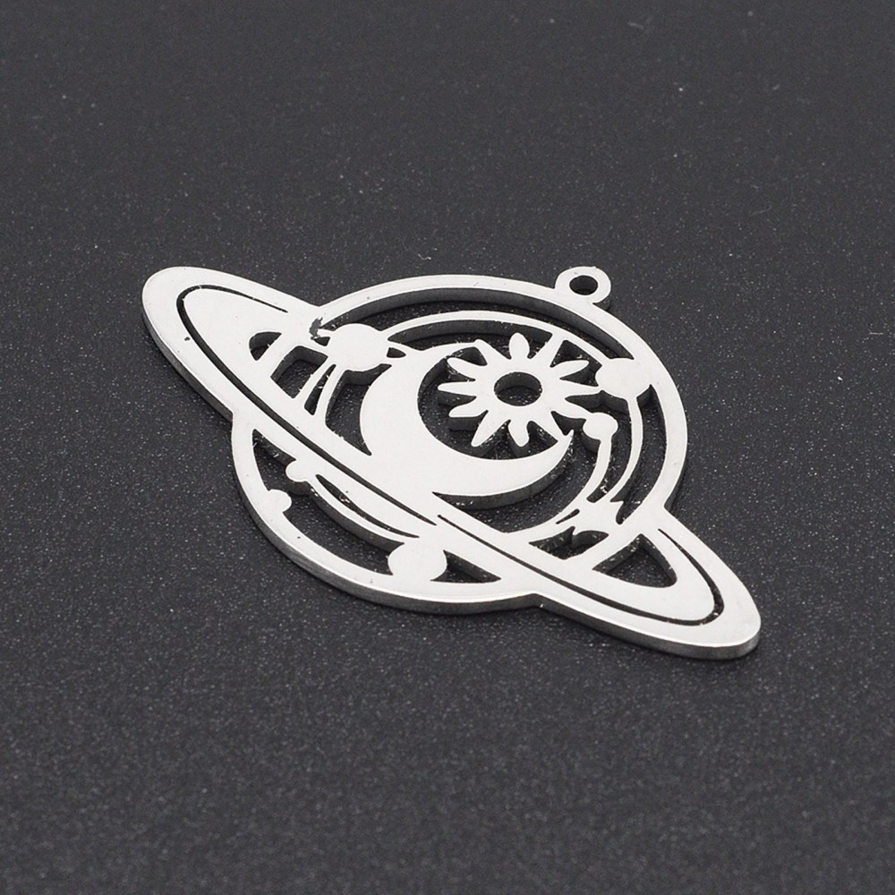 Set 5 mặt dây chuyền bằng thép không gỉ 201 kích thước 25.5x40 x 1mm lỗ 1.4mm