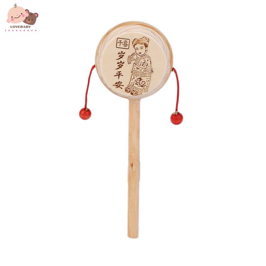 Trống Lục Lạc Gỗ Phong Cách Trung Hoa Cho Bé