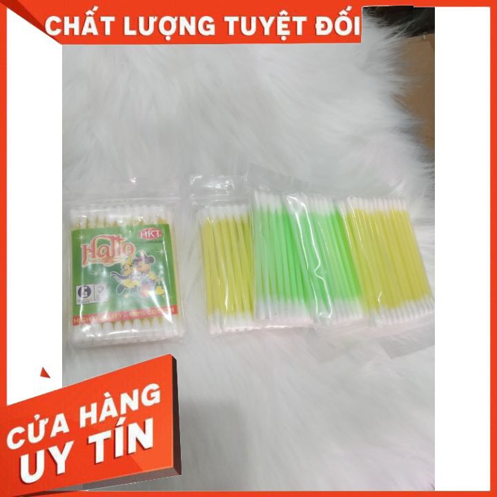 Bông tăm Hallo  đa công dụng ,tiện lợi , nhỏ gọn nhựa mềm trơn láng ,Sợi bông tự nhiên mềm mịn bông tự nhên
